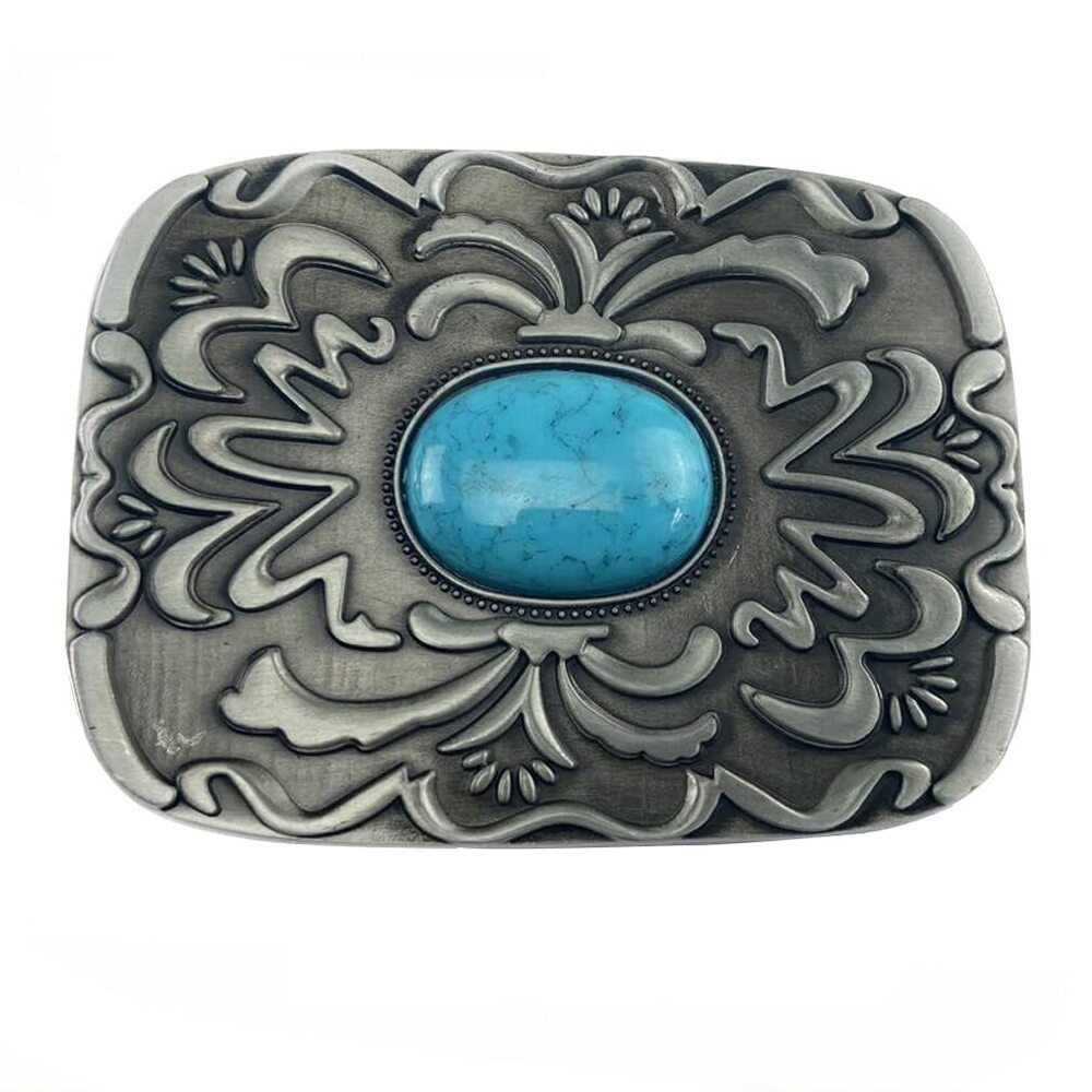 6874 DT Vintage Novelty Large Turquoise Western Cowboy Belt Buckle ,Gift